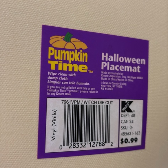 Halloween Vinyl Placemat Kmart Vintage PumpkinTime Set (3) Pumpkins, Ghost Witch - Picture 15 of 16